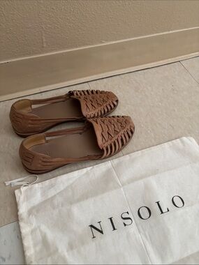 Nisolo Tan Woven Leather D'Orsay Flats